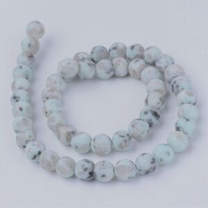 10-10.5MM Frosted Kiwi Jasper‎ Beads-ONE Gemstone Bead Strand-Jewelry Making NWT